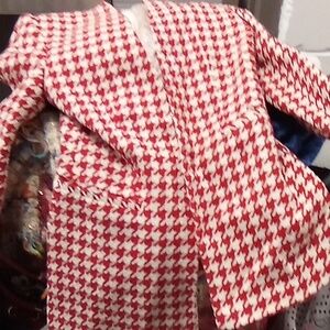 Kids Red and White Houndstooth Coat